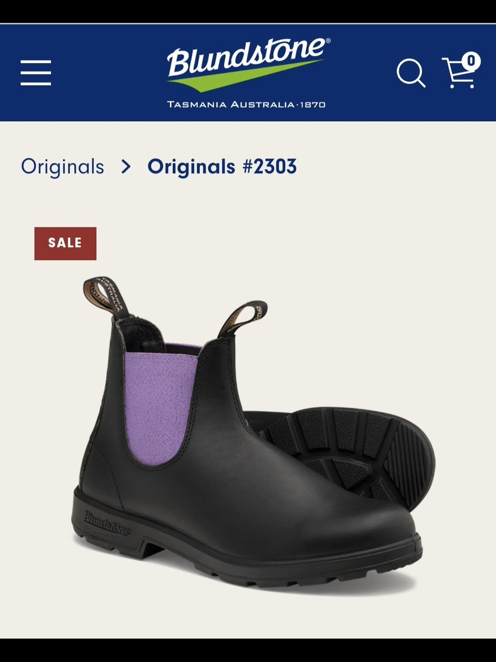 Blundstone Chelsea Boot in Black with Purple Elastic